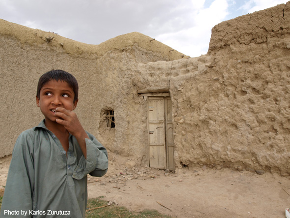 A child in an area affected by the radiation, photo by Karlos Zurutuza