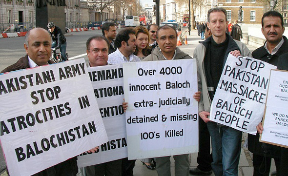 Downing Street Protest against Pakistani crimes in Balochistan, 2008. (Photo: Peter Tatchell)